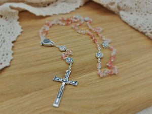 Rosary with Holy Water from Lourdes, France ( Burgundy, Beige, Pink, Turquoise Colour) - Christian Icons
