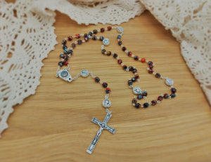 Rosary with Holy Water from Lourdes, France ( Burgundy, Beige, Pink, Turquoise Colour) - Christian Icons