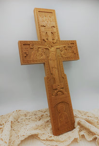 Exclusive Handmade Carved Wooden Wall Cross, 47 cm High - Christian Icons