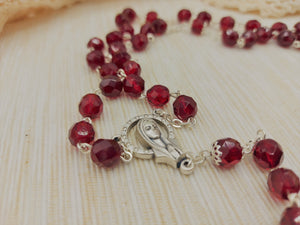 Rosary with Crystals. Comes in Red, Green, Blue Colors - Christian Icons