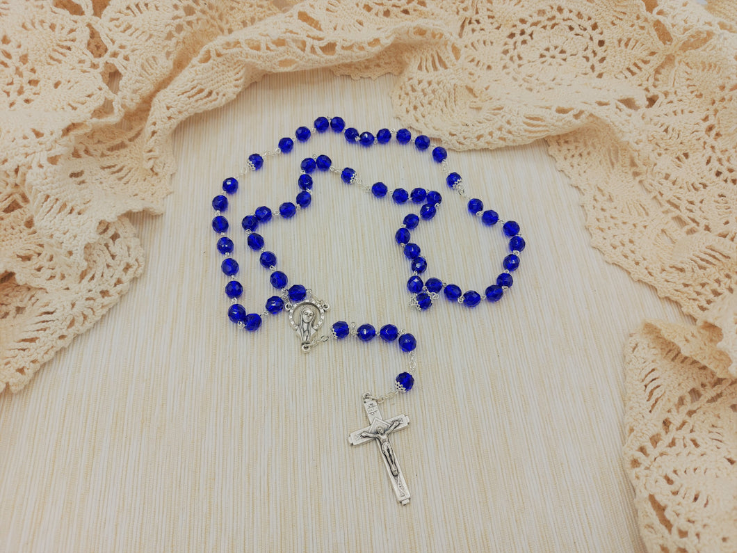 Rosary with Crystals. Comes in Red, Green, Blue Colors - Christian Icons