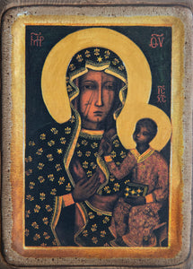 Handmade Icon "Our Lady of Czestochowa", Black Madonna of Czestochowa - Christian Icons