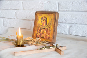 Handmade Icon "The Holy Virgin of Seven Arrows" - Christian Icons