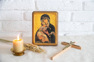 Handmade Icon "Our Lady Theotokos of Vladimir" - Christian Icons