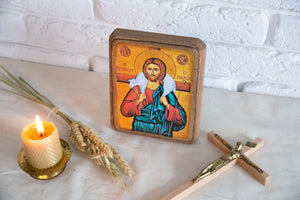 Handmade Icon "Jesus Christ The Good  Shepherd" - Christian Icons