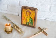Handmade Icon  "Guardian Angel", Gift for Baptism - Christian Icons