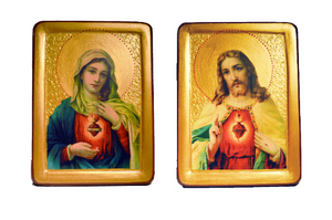 Wedding Pair Icons “ Sacred Heart of Jesus and Immaculate Heart of Mary” - Christian Icons
